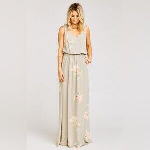 Show Me Your Mumu Kendall Maxi Dress Floral Taupe Gray NWT Womens Size Small